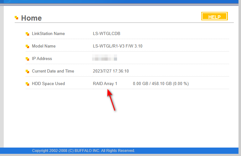 主页面的HDD Space Used变为RAID Array 1